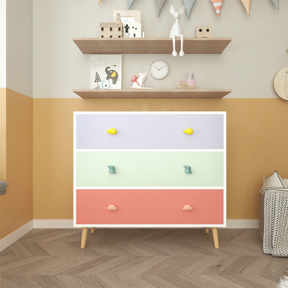 Miniyam Drawer Dresser with Glides & Safety Design for Kids, Colorful