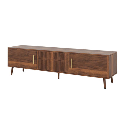 Runforrest Mid Century TV Stand with 2 Drawers, Media Console Table for TVs up to 80'' for Living room, Bedroom, Home Theatre, Walnut