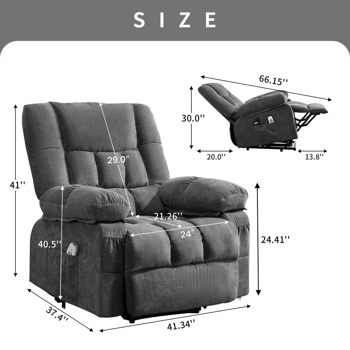 JONPONY Power Lift Recliner Chair Recliners for Elderly with Heat and Massage Recliner Chair for Living Room with Infinite Position and Side Pocket,USB Charge Port,Brown
