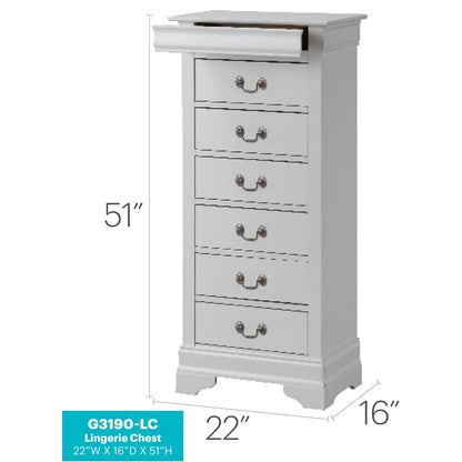 Glory Furniture Louis Phillipe 7 Drawer Lingerie Chest in Cherry