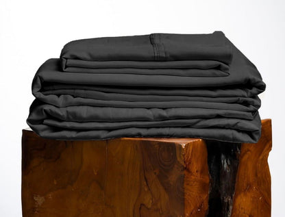 600 Thread Count, 100% Giza Egyptian Cotton Bedding Set, 4-PC Sheets Set, 15 Inch Deep Pocket of Fitted Sheet, Soft Sateen Weave Breathable - Black, Twin
