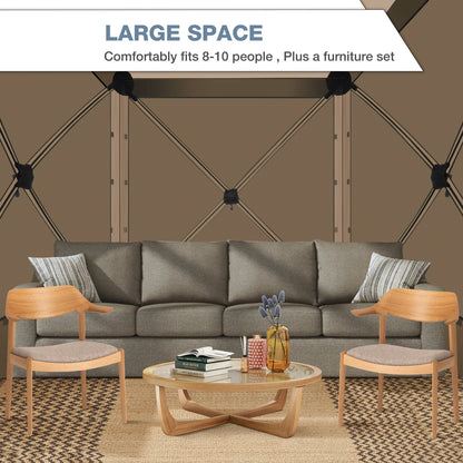 COBIZI 8x8 Pop up Gazebo Tent, Ez up Waterproof Screen Tent Screen House, Portable Outdoor Canopy Sun Shelter with 3 Sidewalls, Carry Bag & Ground Stakes for Camping, Garden and Picnics, Gray