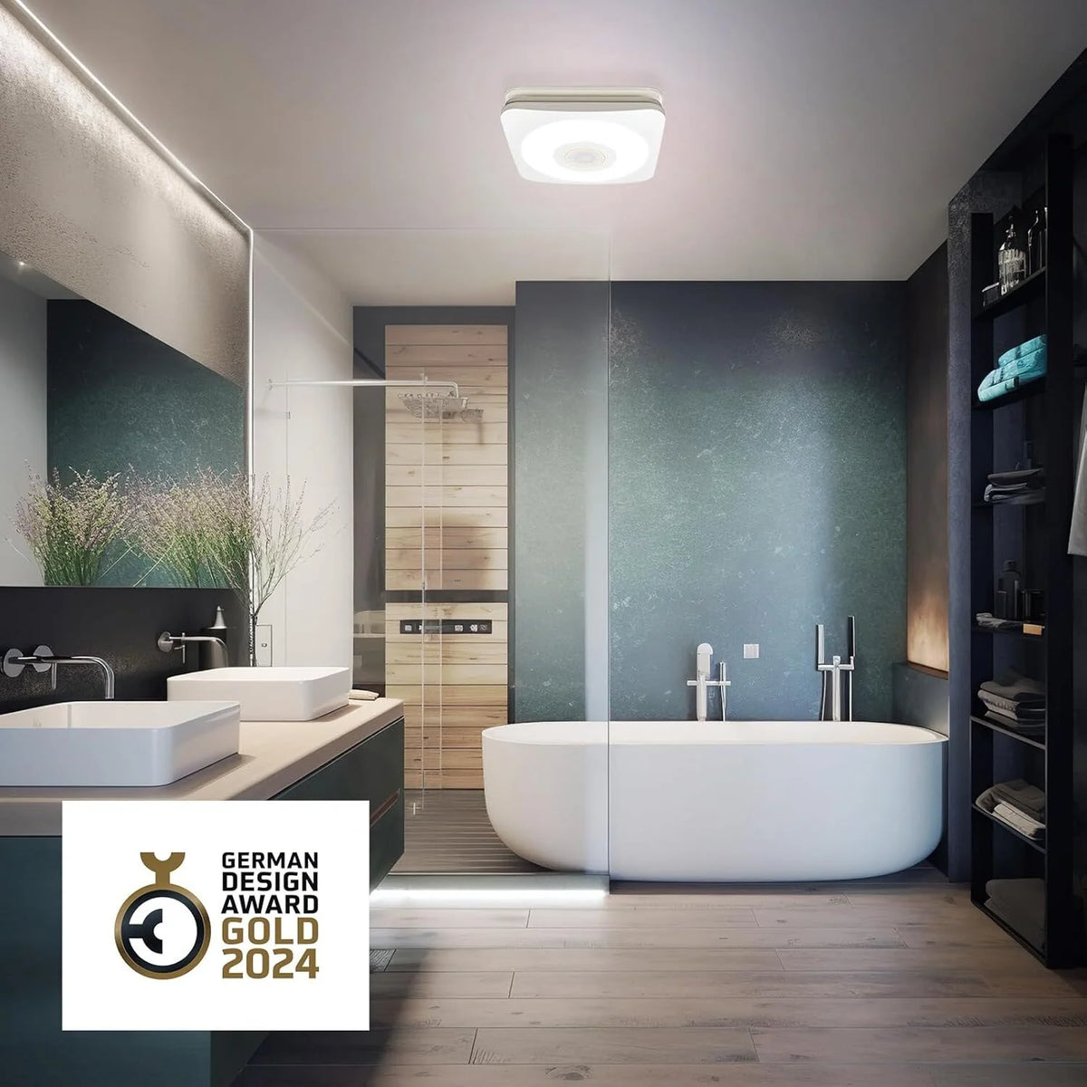 OREiN Bathroom Fan with Bluetooth Speaker, 110/160 CFM 1.0 Sones Bathroom Exhaust Fan with Light, 40W Shower Vent Fan with Light & Remote, 1500lm LED Light 2700K/4000K/6500K & Nightlight, Music Sync