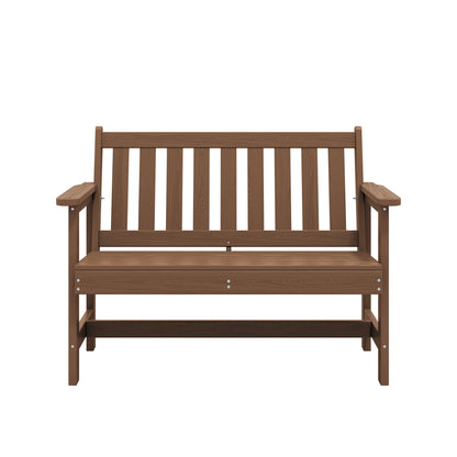SERWALL Outdoor Bench for 2-Person, Weather-Resistant HDPE with Aluminum Reinforcement, Supports 660 lbs, Comfortable Seating for Patio, Garden, and Porch, Black