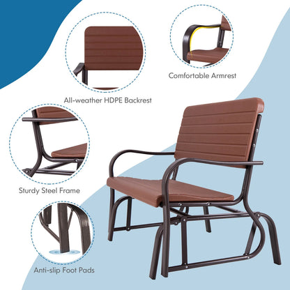 Costway Outdoor Patio Swing Porch Rocker Glider Bench Loveseat Garden Seat Steel
