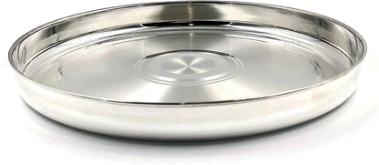 999 Pure Silver Hallmarked Light Weight Indian Dinner Thali - Style#03 Plate Diameter & Weight: 11.0 Inch Thali
