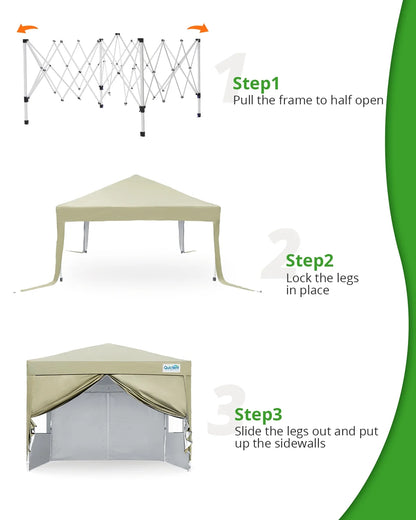 Quictent 10'x10' Pop up Canopy Tent with Sidewalls Instant Outdoor Gazebo Easy Party Tent Enclosed Waterproof, Easy Set up (Pink)