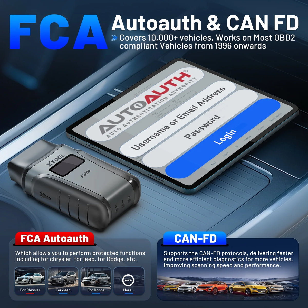 Wireless OBD2 Scanner XTOOL Anyscan A30M v2.0 Bluetooth Bidirectional Scan Tool Engine Code Reader 26 Resets Crank Relearn Free Updates