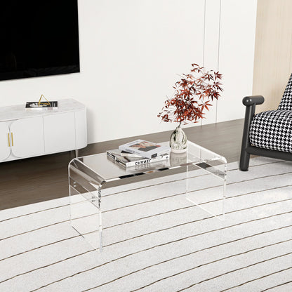 Ageszoe Coffee Table with Storage Shelf ,Acrylic Modern Clear End Table,Kid's Table for Livingroom, 32"L x 16"W x 16"H"
