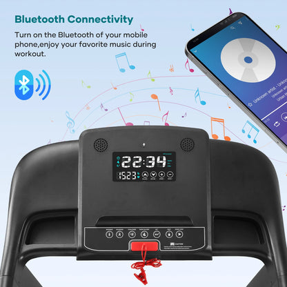 Treadmill with Auto Incline Bluetooth Voice Control  17 in Wide Electric Treadmill Folding Machine 15 Level  Auto 8.8 mhp Speed for Home Use Gifts
