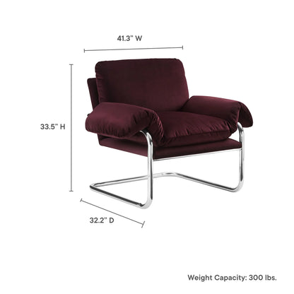 Accent Chair, Brown, Velvet, Living Room Lounge Cafe Lobby Hospitality Restaurant, Modern Contemporary, HB37765