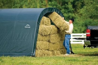 ShelterLogic Round Style Run-in Shelter, Green, 12 x 20 x 8 ft.
