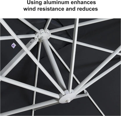 PURPLE LEAF 9 �� 11.5 FT Patio Umbrella White Cantilever Offset Umbrella Rectangle Outdoor Umbrella with 360�� Rotation for Garden Deck Pool, Beige