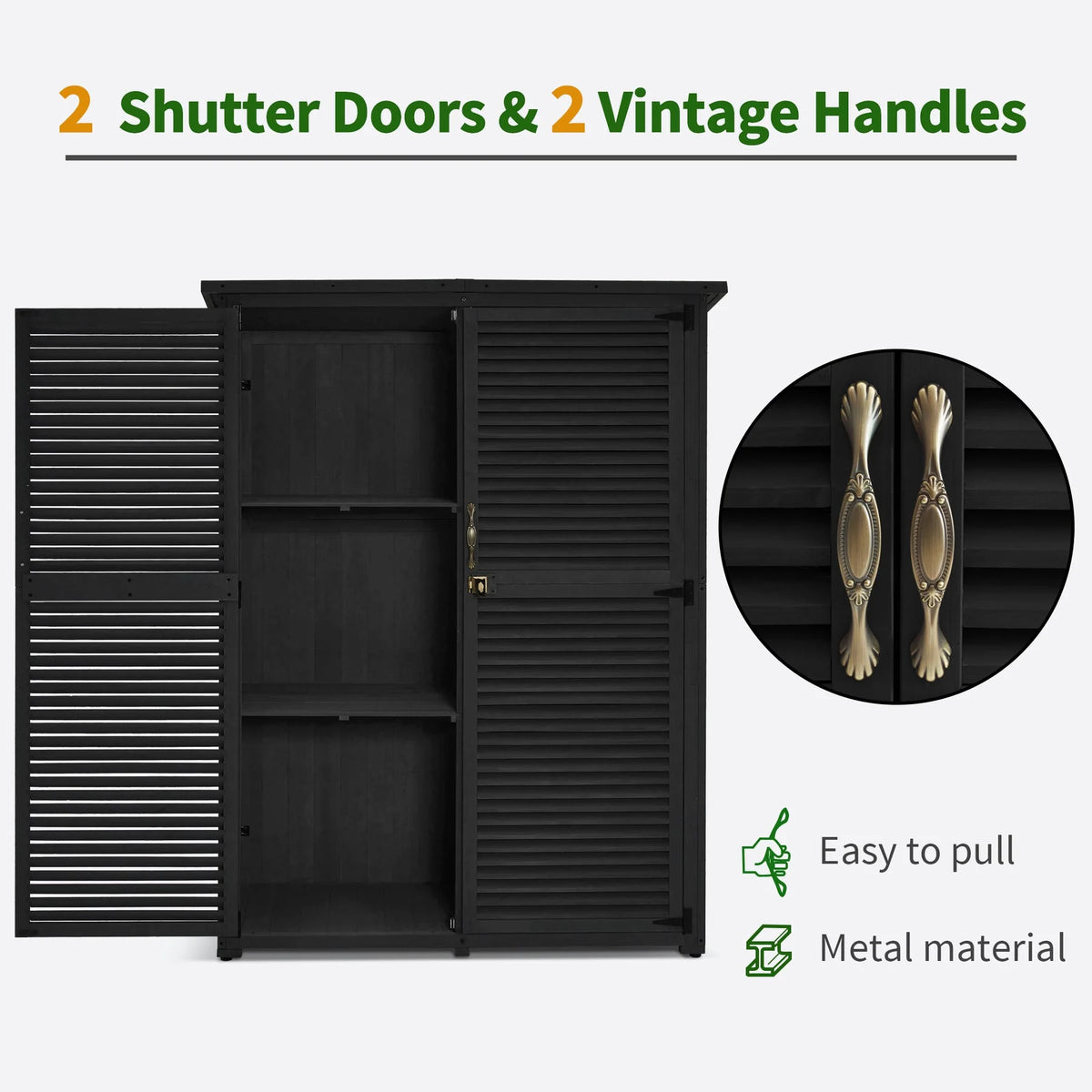 MCombo Outdoor Wood Storage Cabinet, Garden Tool Shed 1900