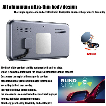 PDZGZ Left and Right Blind spot Side View Backup Camera System for Car with Monitor, Black, 6.25"