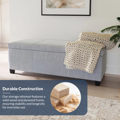 BELLEZE Storage Ottoman Bench Footstool - Amherst (Beige)