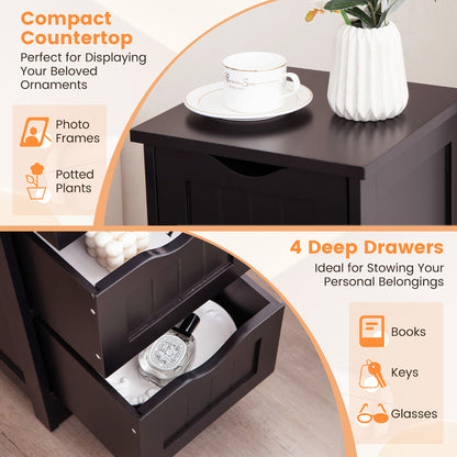 Costway 32.5'' Bathroom Floor Cabinet with Anti-tipping Device Freestanding Towel Cabinet Black