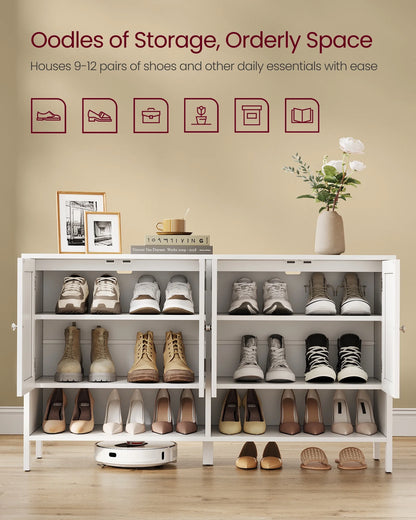 Shoe Cabinet, 3-Tier Shoe Storage Organizer, shoe shelf, Modern Country Cabinet,Freestanding Cabinet with Height-Adjustable Shelf, 13.8 x 47.2 x 27.6 Inches, Entryway, CloudWhite