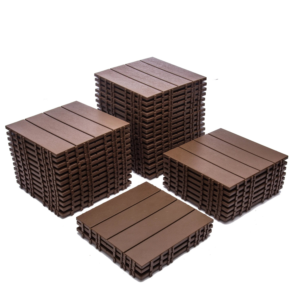 76-Pack 11.42"x11.42" Plastic Interlocking Deck Tiles - 68.80 Sq.Ft Outdoor Plastic Flooring Super Durable & Waterproof All-Weather Indoor/Outdoor Use Eco-Friendly Non-Toxic Material