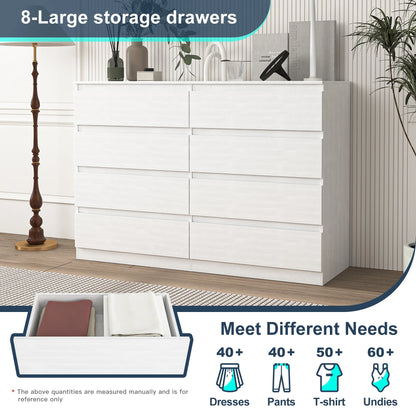 Kadyn White Chest of Drawer, 6 Double Drawer Dresser for Bedroom, Modern Storage Cabinet for Living Room, Dresser