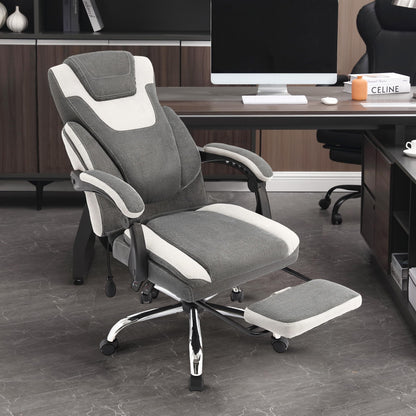 JONPONY Big and Tall Office Chair 400lbs, Executive Reclining Office Chairs with Footrest, High Back Home Office Chair Thick Padded Armrests, Ergonomic Adjustable Lumbar Support, PinkWhite
