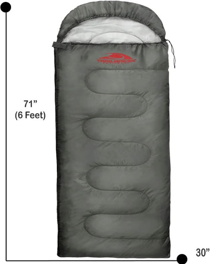 10 Pack Bulk Wholesale of Cold Weather Hooded Sleeping Bags for Adults, Kids, Homeless, Camping, Indoors, Outdoors - 10 Count Hooded Sleeping Bags in Black 71"L x 30"W