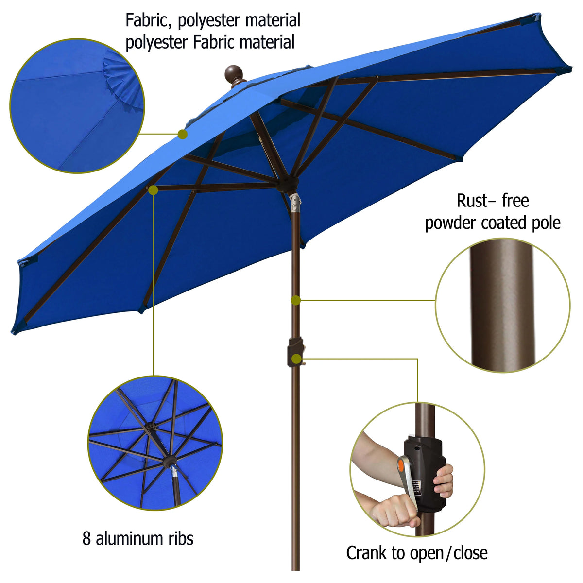 EliteShade 9Ft Market Umbrella Patio Outdoor Table Umbrella��Teal��