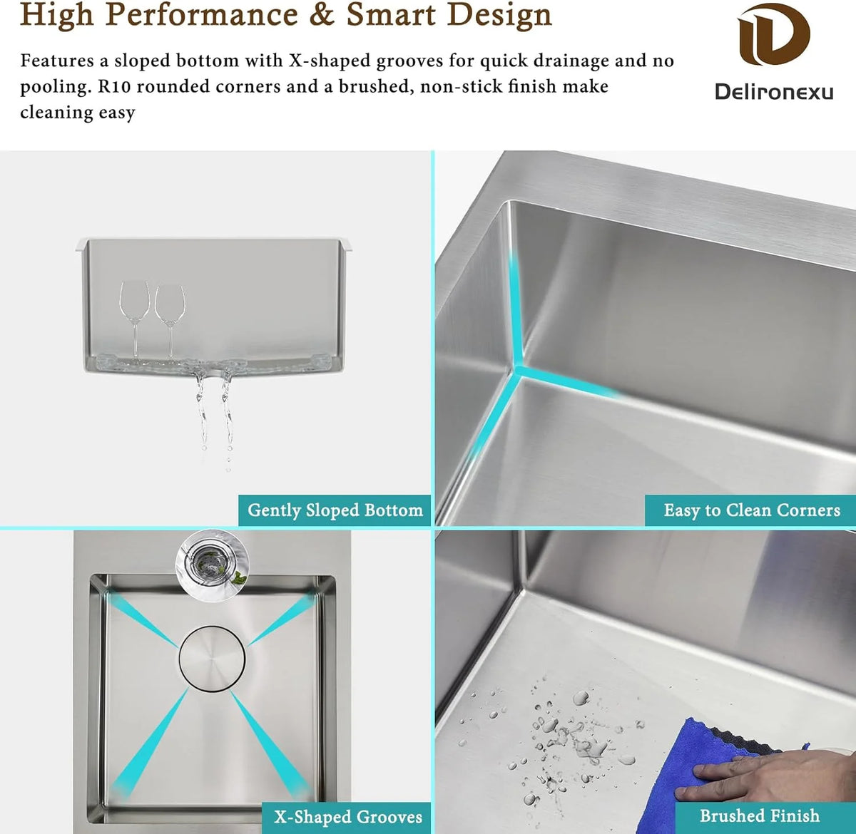 17 Inch Bar Sink Drop In �C  Small Kitchen Sink, Modern 18 Gauge Stainless Steel sink with Brushed Finish, 17"x19"x6" Single Bowl kitchen Sinks for RV, Prep, and Outdoor Use