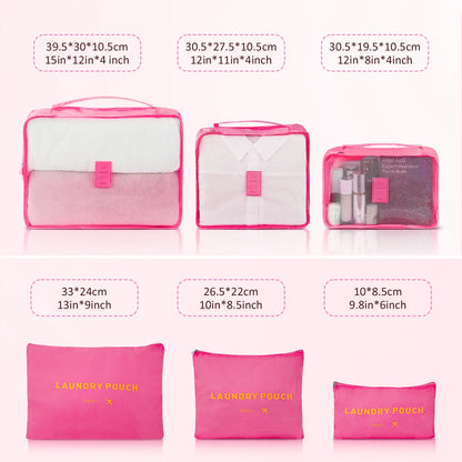3 Piece Luggage Sets with 6 PC Organize Bags Lightweight Suitcases with Spinner Wheels, Pink