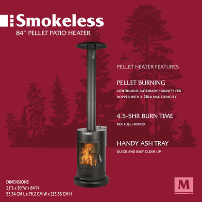 Muskoka 84" High 75,000 BTU Black Steel Wood Pellet Patio Heater