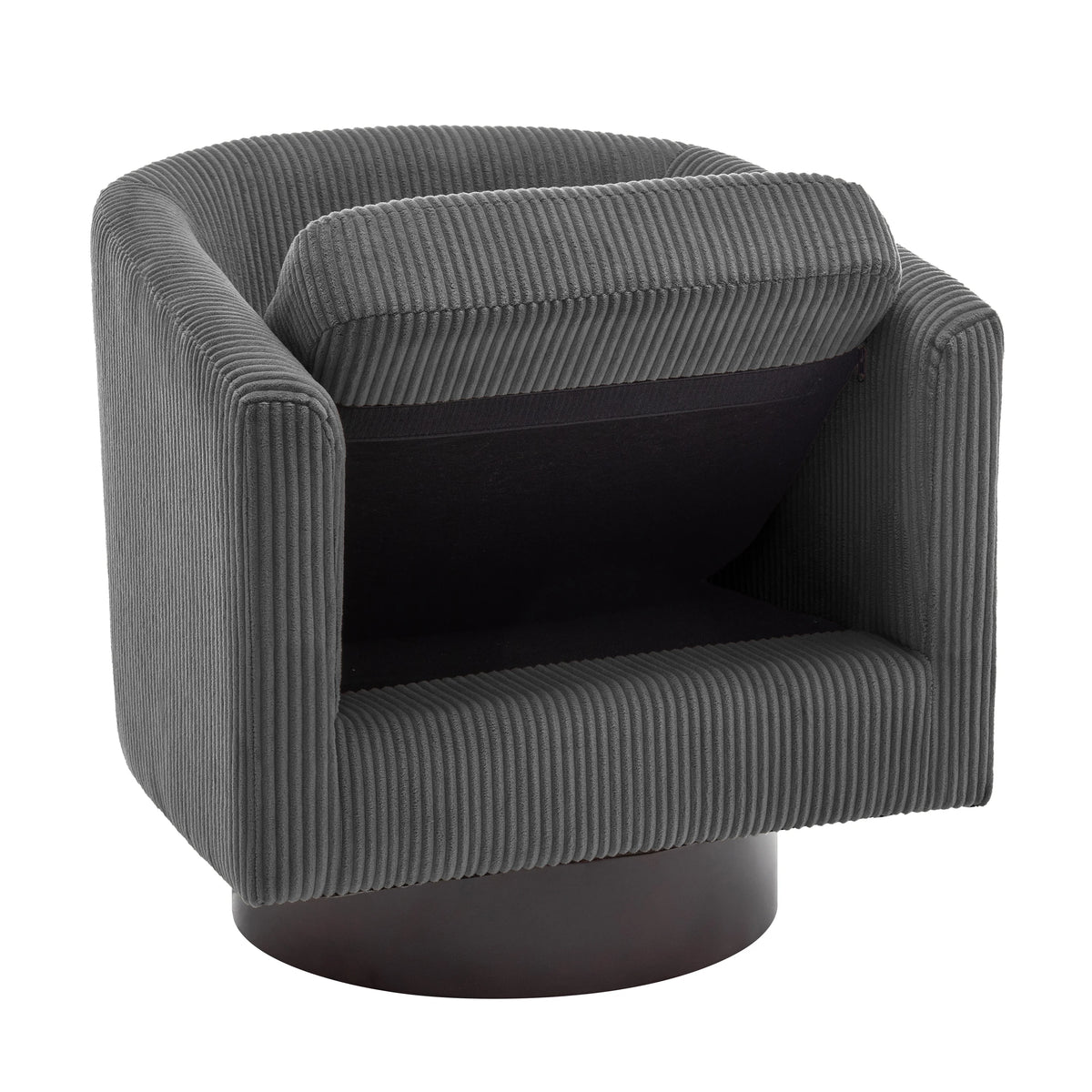 UIXE Swivel Accent Chair, Upholstered Fabric Barrel Chair for Living Room, Small Single Sofa Bedroom Reading Seat, Light Gray