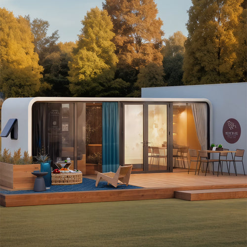 Luxury Modern prefab Cabin - 19ft Mobile Capsule with Bedroom, Kitchen and Bathroom, Storm Resistant prefab Cabin -16 Typhoon and 12 Earthquake Proof Mobile Cabin for Travel and Outdoor Living