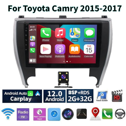 Car Radio Stereo for Toyota Camry 2015-2017, 10" Touchscreen Android 12 Support Carplay Android Auto Navigation Bluetooth Radio Video Steering Wheel Control Rear Camera 2G+32G,Black