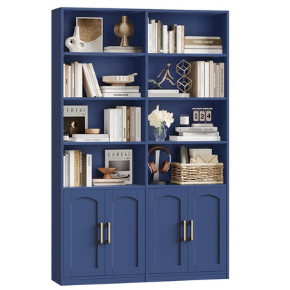 Homfa 73�� Tall Bookcases with Doors, 8 Cubes 6-Tier Double Row Bookshelf, White Bookcase for Living Room Home Office