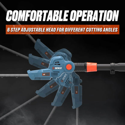 SENIX 20 Volt Max* Cordless Pole Hedge Trimmer 18-Inch Cutting / 21-inch Blade Length with Adjustable Head & Telescoping Shaft, Battery & Charger included, HTPX2-M