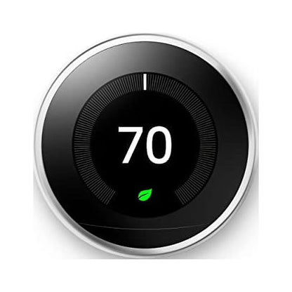 Google Nest Learning Thermostat - Programmable Smart Thermostat for Home - 3rd Generation Nest Thermostat - Works with Alexa - Polished Steel