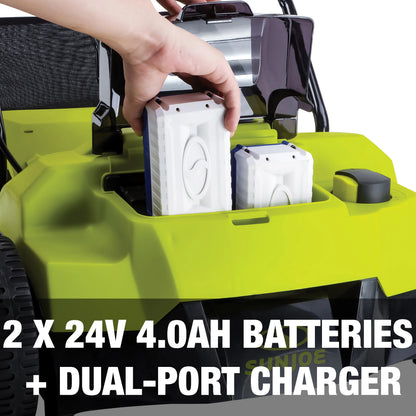 Sun Joe 14" Cordless Brushless Dethatcher + Scarifier, 5 Positions, 2 x 4.0-Ah Batteries & Charger