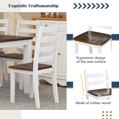 Rustic Dining table Set for 6, Wooden Rectangular Kitchen Dining Table with 4 Upholstered Dining Chairs and 1 Padded Bench, Dining Set with 4 Chairs, Dining Set for 6, Brown+Whitewash