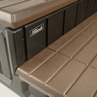 XtremepowerUS Hot Tub Steps With Storage, Spa Step, 36" Length, Camper/Deck Steps, Anti-Slip Brown