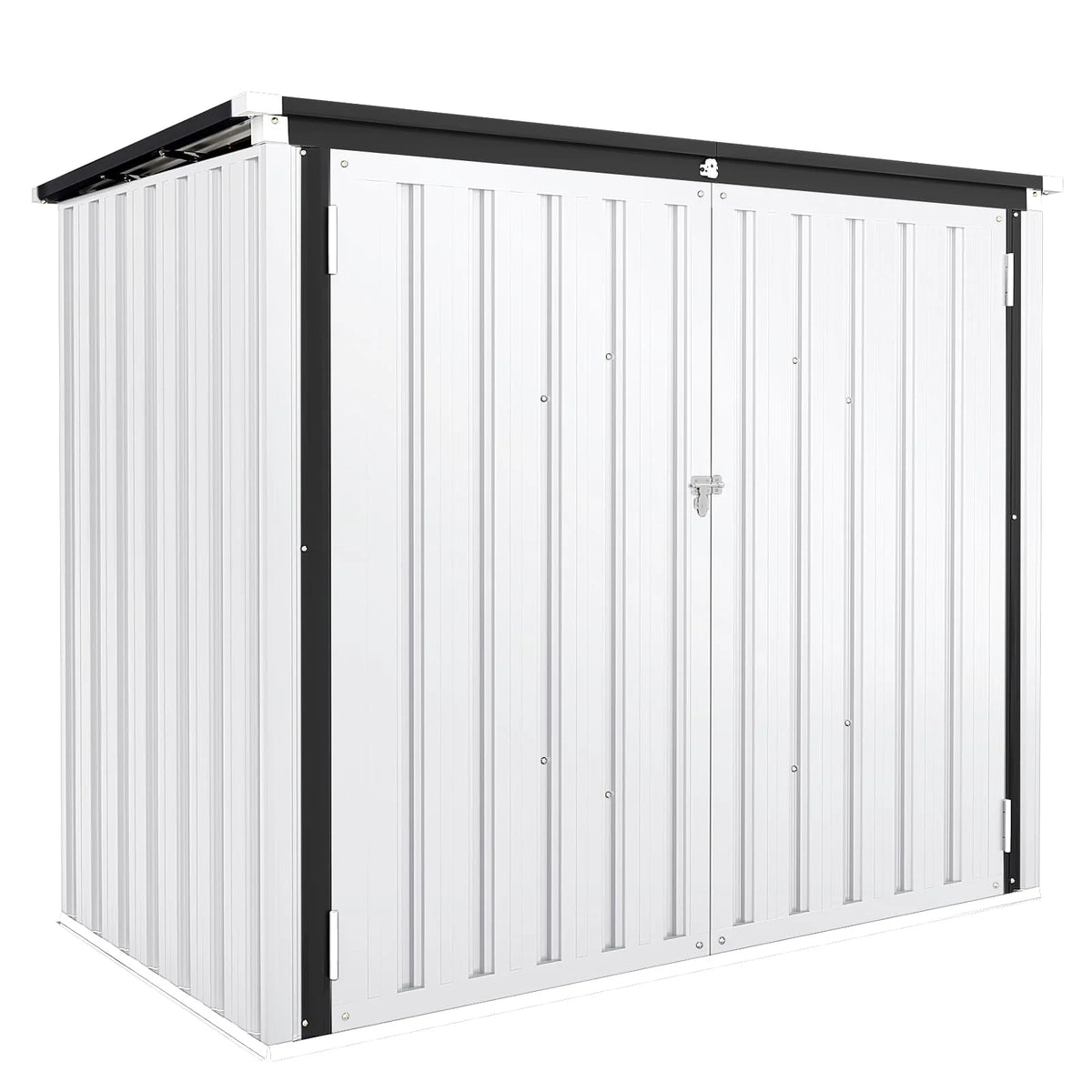 AECOJOY 46 Cu ft. Outdoor Horizontal Storage Shed Wastebasket Enclosure Container Metal Garbarge Shed in White