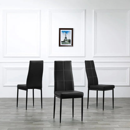 Ktaxon Set of 4 PU Leather Dining Side Chairs with Padded Seat High Back Design Dining Chairs for Kitchen Dining Room Home Furniture, Black