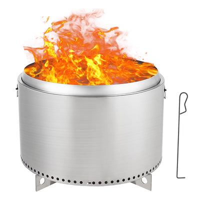 27 Inch Smokeless Fire Pit for Outdoor Wood Burning, Portable Stainless Steel Camping Stove with Stand, Unique Removable Ash Pan Design, H: 11.5 in, 26.9 lbs - Ideal for Camping