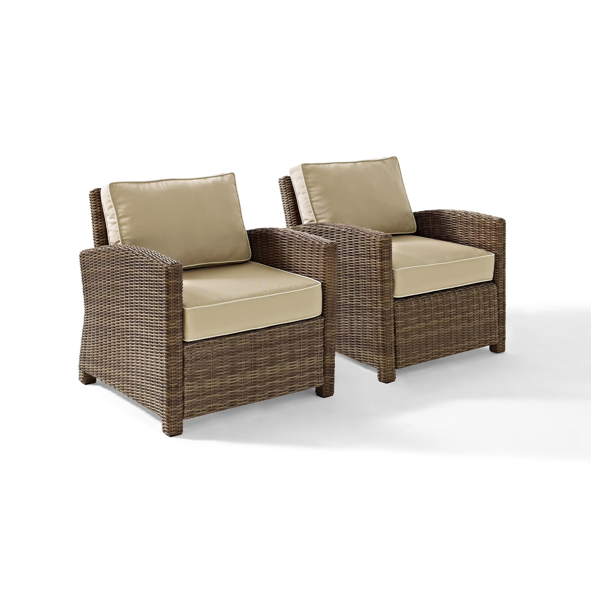 Crosley Brands Bradenton 2Pc Outdoor Wicker Chair Set Sand/Weathered Brown - 2 Arm Chairs