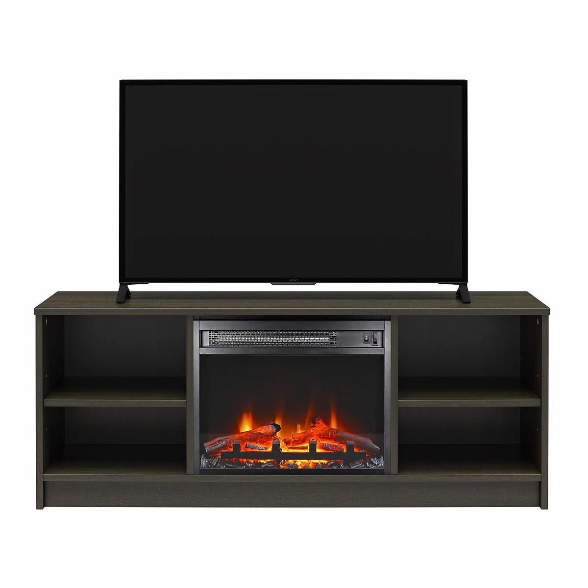 Mainstays Fireplace TV Stand, for TVs up to 55", Black Oak