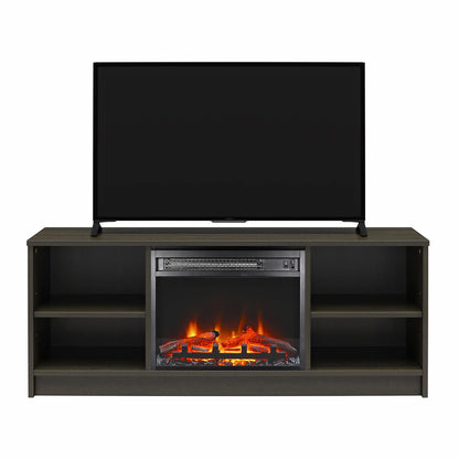 Mainstays Fireplace TV Stand, for TVs up to 55", Black Oak
