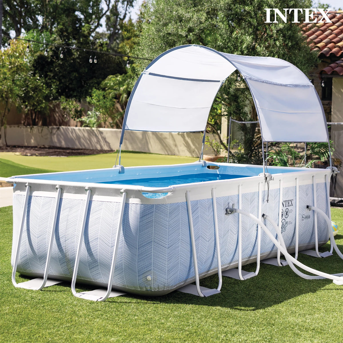 Intex 18Ft x 52In Ultra XTR Rectangular Frame Swimming Pool Kit with Canopy