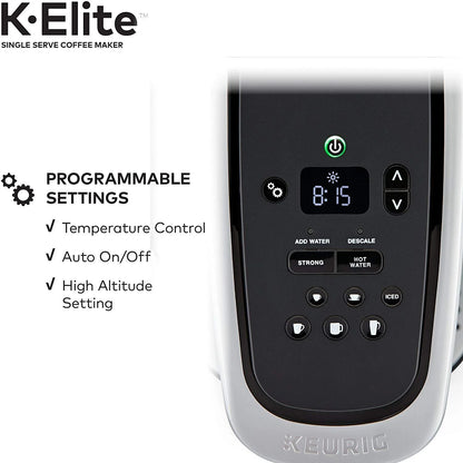 Keurig K-Elite Coffee Maker, Single Serve K-Cup Pod Coffee Brewer, With Iced Coffee Capability, Brushed Silver
