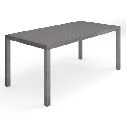 Martha Stewart 71" Indoor-Outdoor Patio Table with Gray Brushed Woodgrain Aluminum Finish