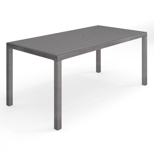 Martha Stewart 71" Indoor-Outdoor Patio Table with Gray Brushed Woodgrain Aluminum Finish