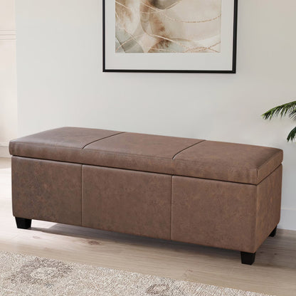 BELLEZE Storage Ottoman Bench Footstool - Amherst (Beige)